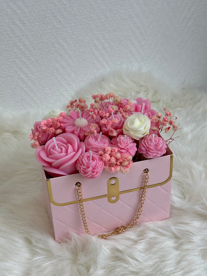 Bouquet de fleurs en bougies sac à main