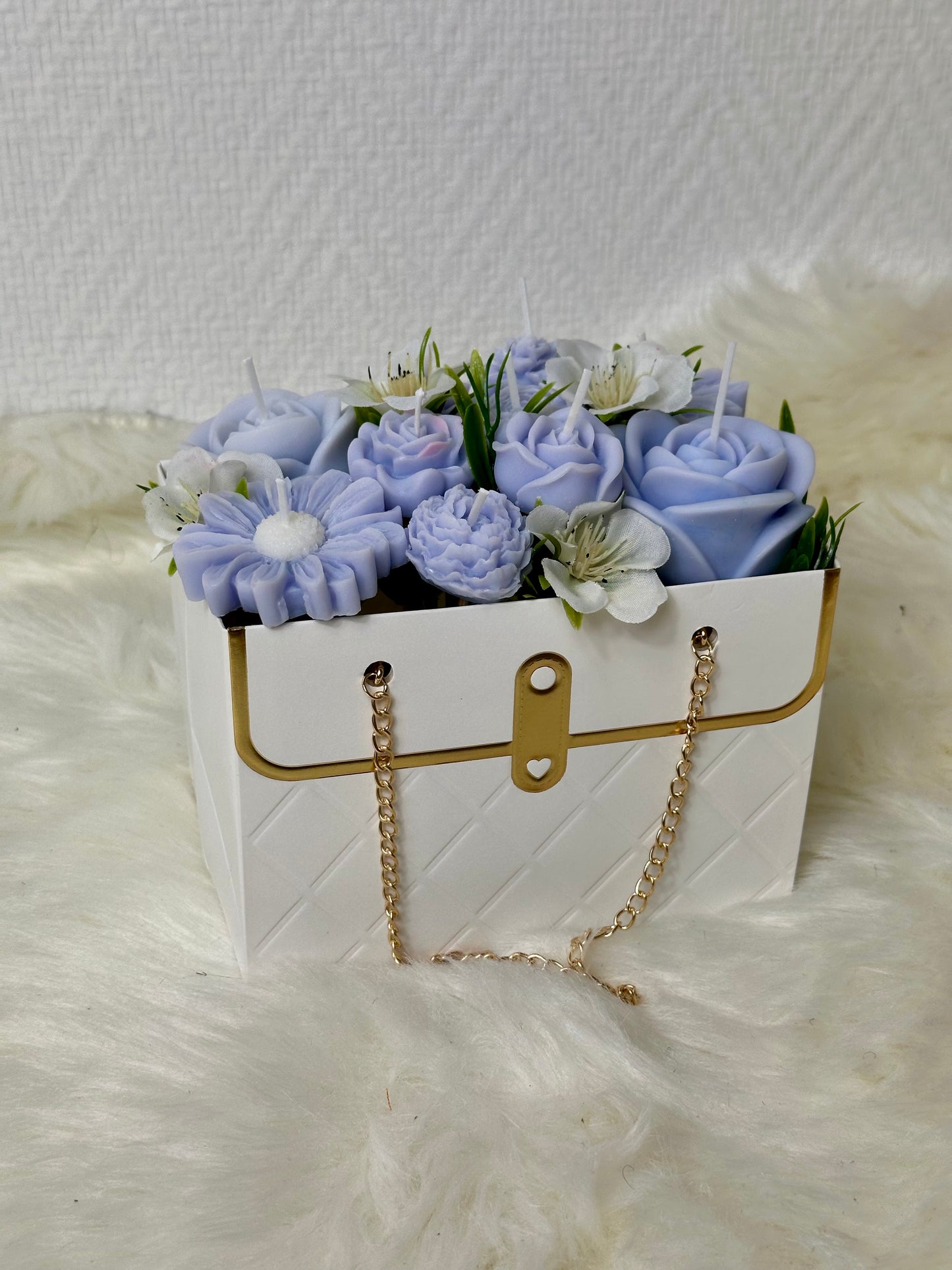 Bouquet de fleurs en bougies sac à main